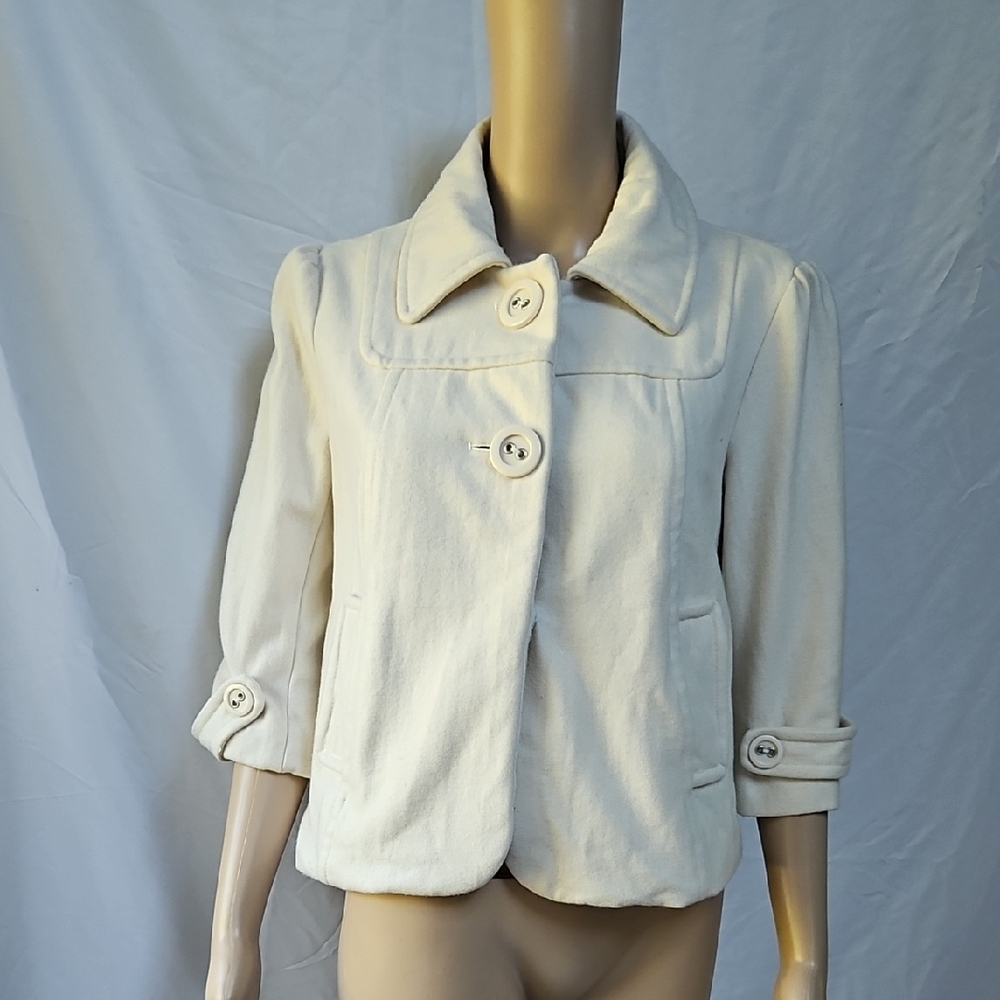 Tulle Cream Pea Coat for Women